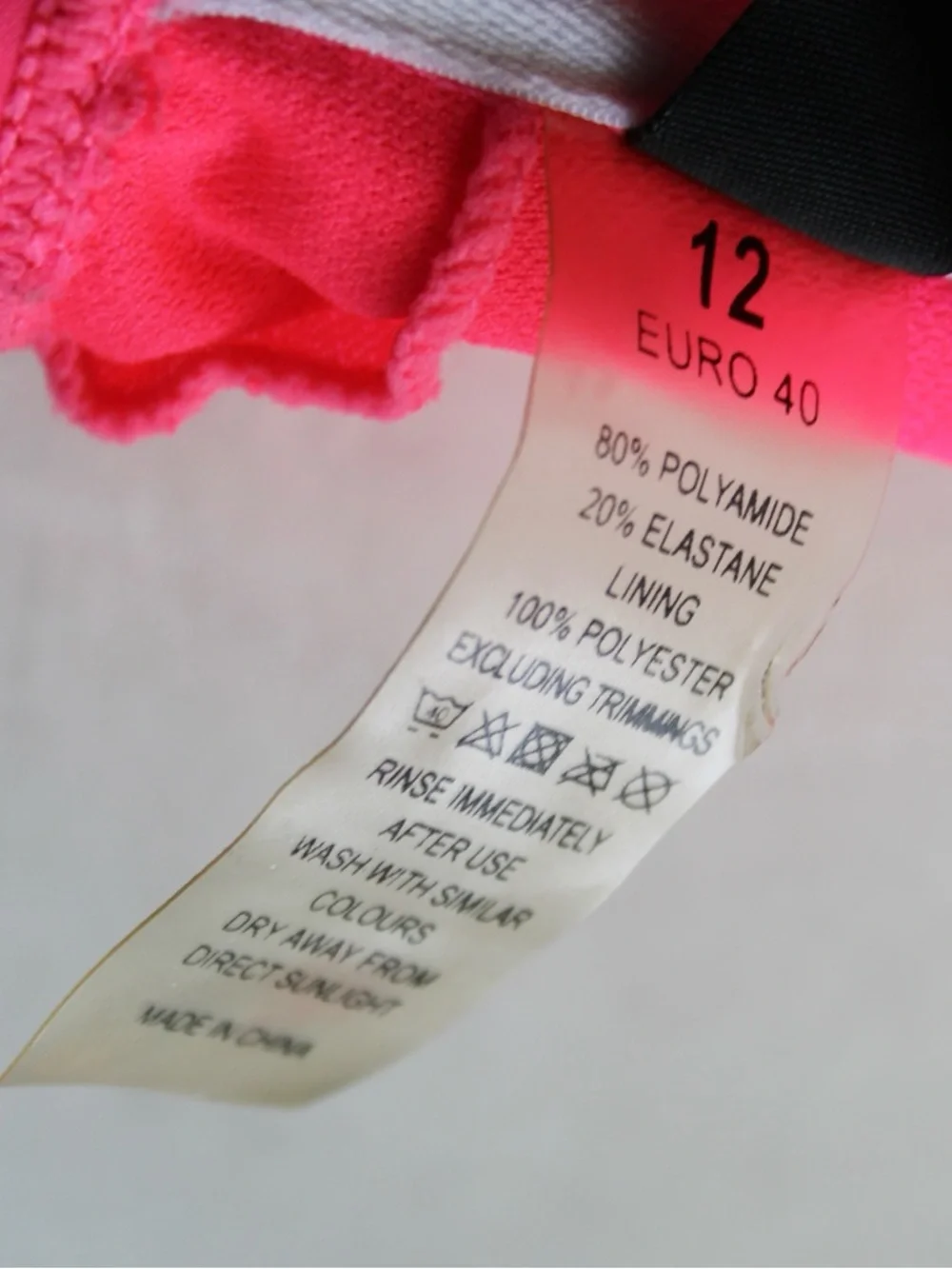 South Beach ASOS Neon Pink High-Neck Bikini Swim Top Size 40EU / 12UK / 8 US - Picture 5 of 5